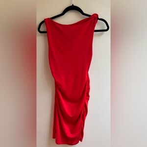 Zara Ruched Sleeveless Red Dress